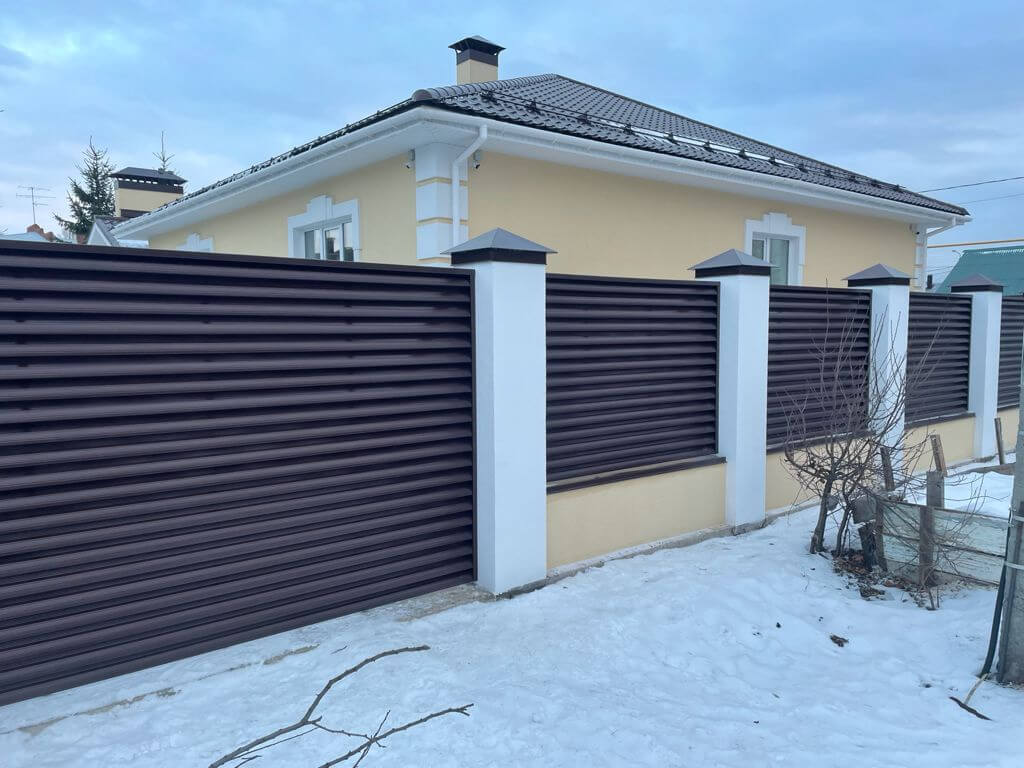 Забор-жалюзи ral8017/8017 шоколад двусторонний фото5 в Ессентуках