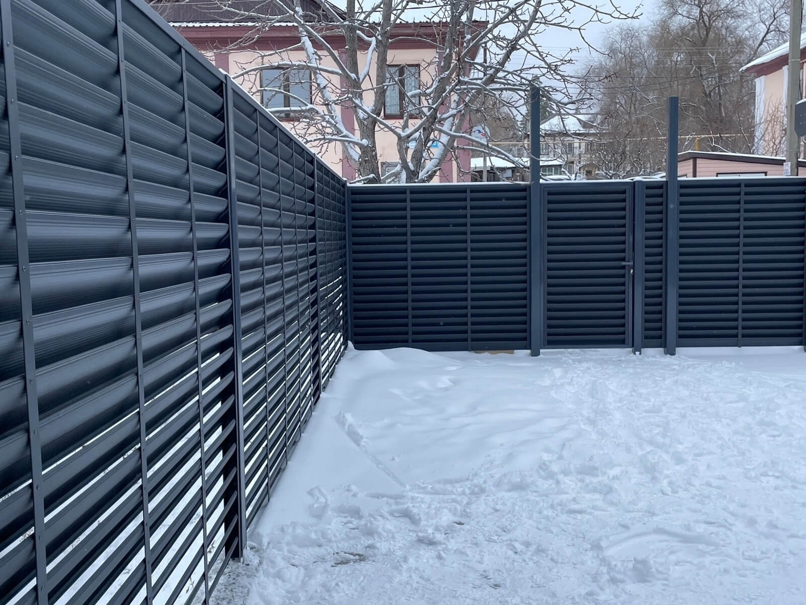 Забор-жалюзи 53м RAL7024/7024 Серый Графит двусторонний МАТТЕ фото 3 в Ессентуках