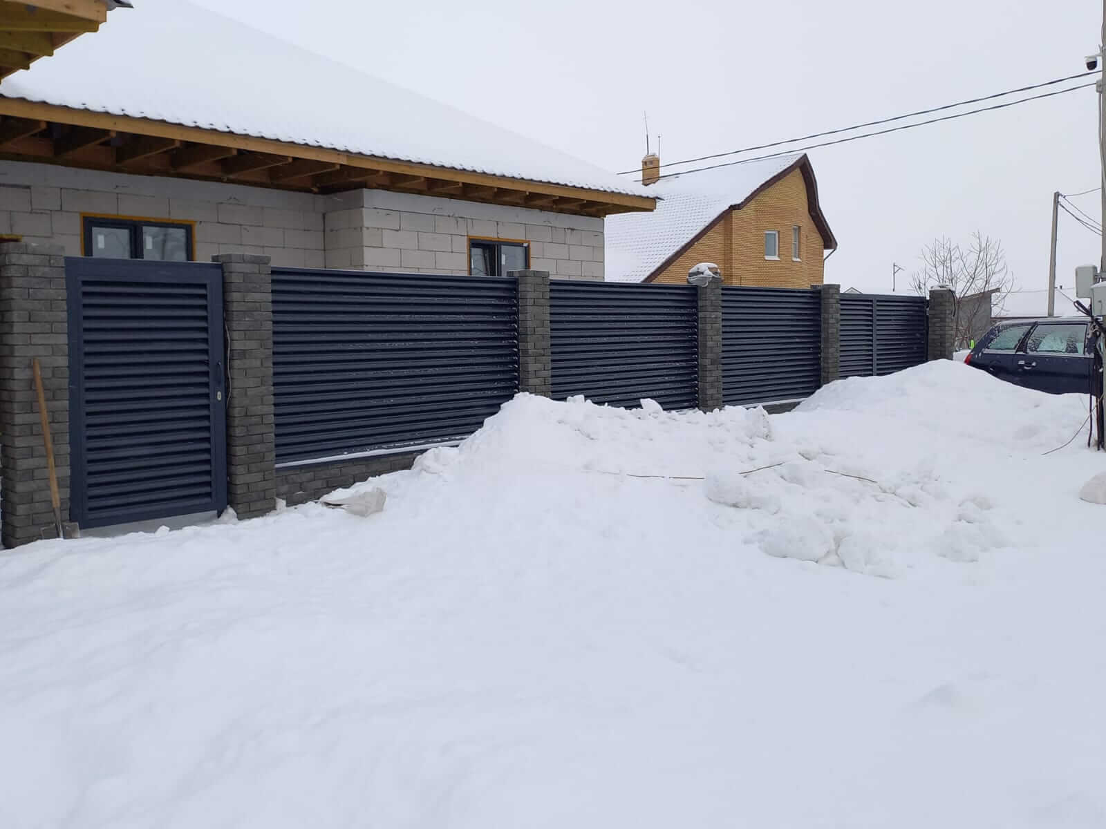 Забор из ламелей еврожалюзи 41м RAL7024/7024 Серый Графит двусторонний в Ессентуках