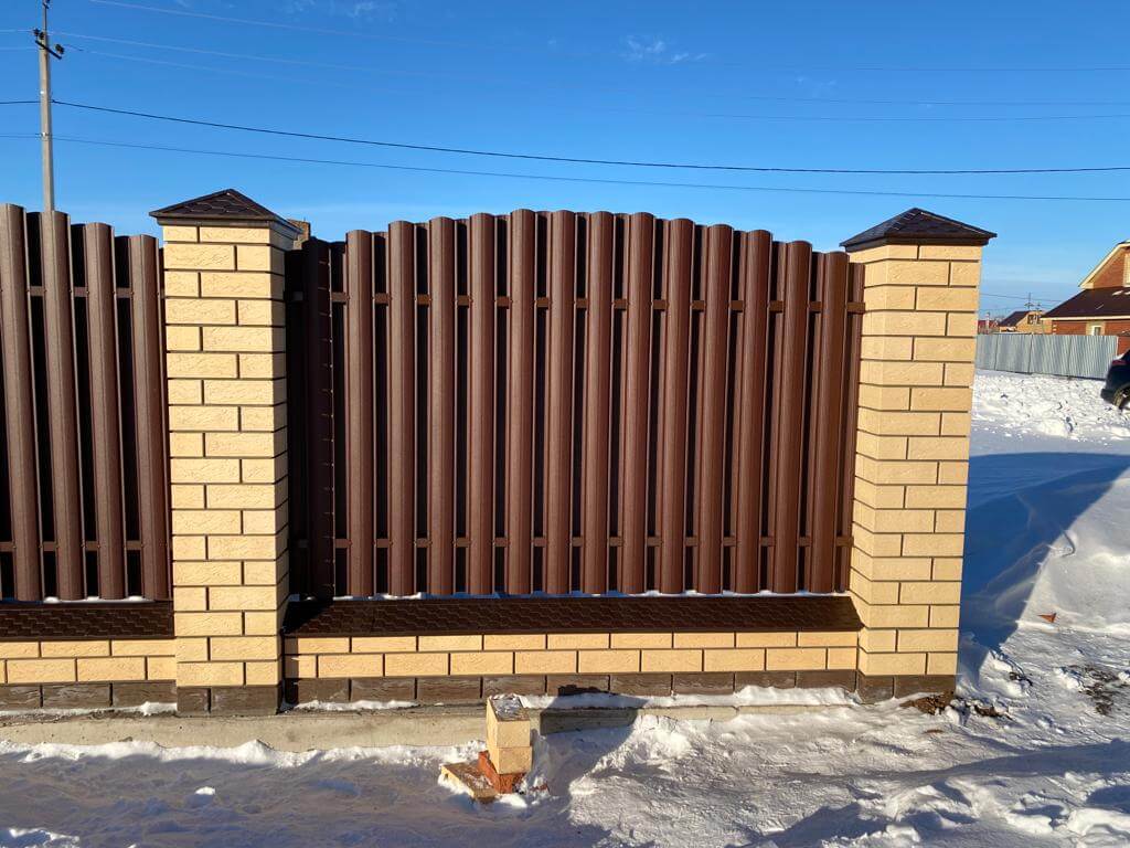 Забор из евроштакетника 57м RAL8017/8017 Шоколад двухсторонний МАТТЕ в Ессентуках